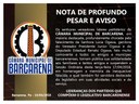 NOTA DE PROFUNDO PESAR E AVISO