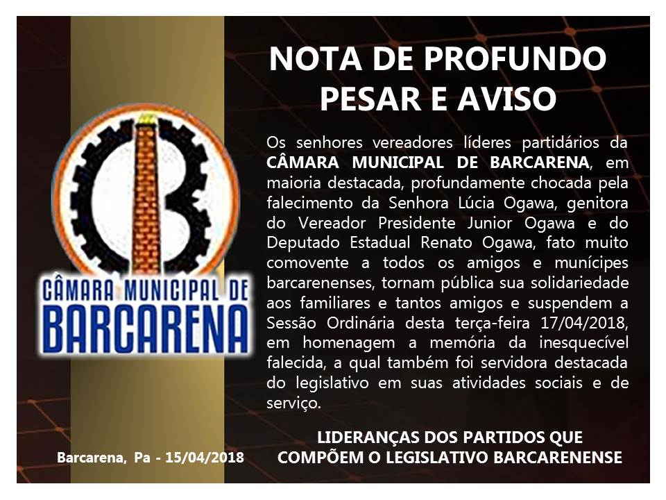 NOTA DE PROFUNDO PESAR E AVISO