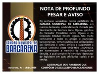 NOTA DE PROFUNDO PESAR E AVISO