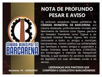 NOTA DE PROFUNDO PESAR E AVISO