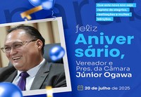 Parabéns ao vereador e Presidente da Câmara, Júnior Ogawa