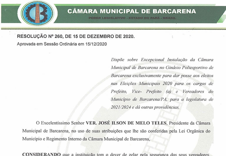 RESOLUÇÃO Nº 260, 15 DE DEZEMBRO 2020
