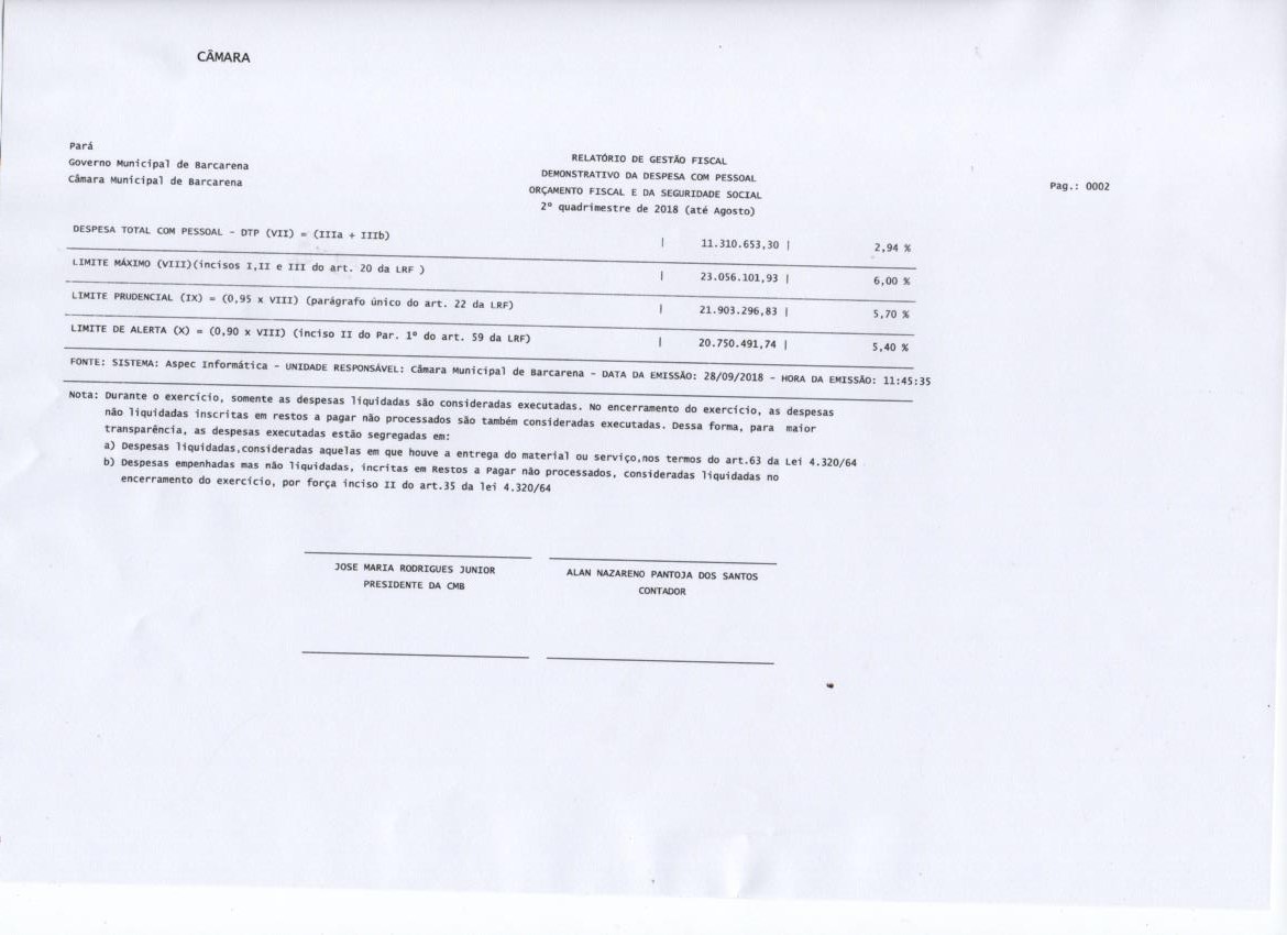 RGF - 2º QUADRIMESTRE 2018 ANEXO 02